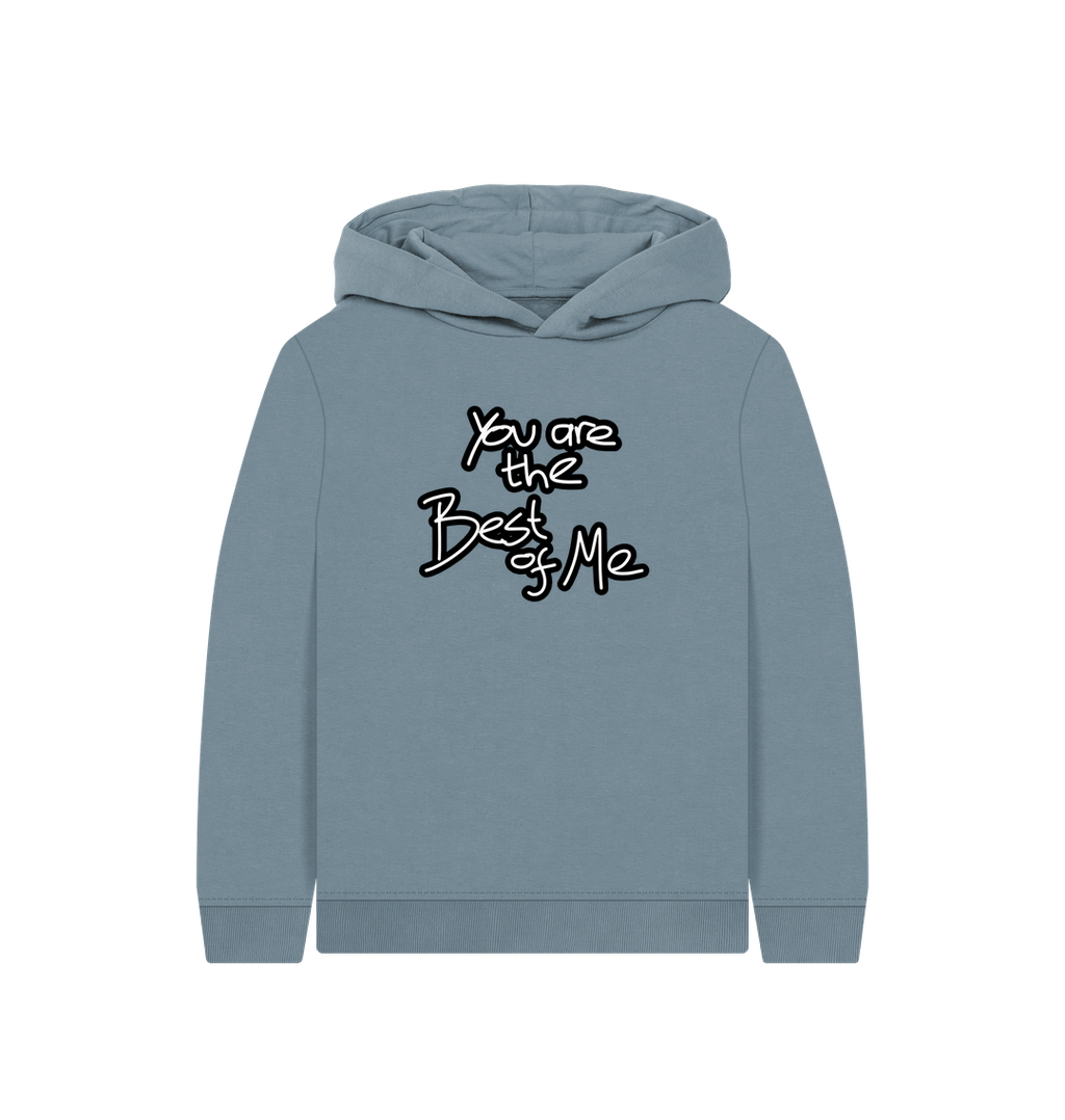 Stone Blue Printed Kids Hoodie